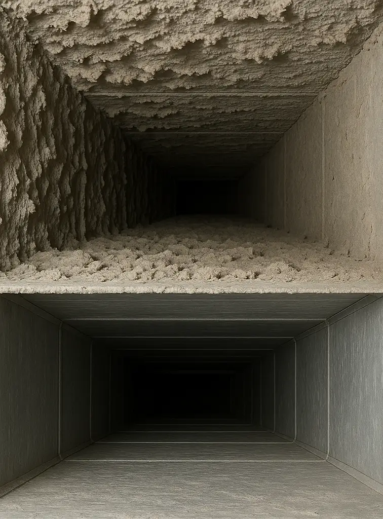 Before and after HVAC duct cleaning in Webster Texas